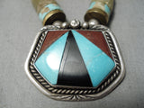 Native American Rare Authentic Vintage Santo Domingo Turquoise Heishi Sterling Silver Necklace-Nativo Arts