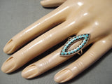 Amazing Vintage Zuni Native American Turquoise Sterling Silver Ring Old-Nativo Arts