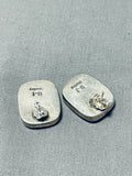 Bobby Johnson Vintage Native American Navajo Turquoise Sterling Silver Earrings-Nativo Arts