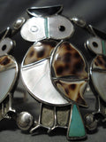 One Of The Best Vintage Native American Navajo Zuni Turquoise Sterling Silver Owl Bracelet-Nativo Arts