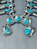 400 Gram Authentic Bear Native American Navajo Sterling Silver Squash Blossom Necklace-Nativo Arts