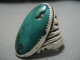 Important Rich Hoskie Vintage Native American Navajo Cerrillos Turquoise Sterling Silver Ring-Nativo Arts