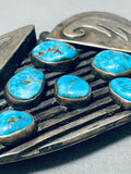 One Of The Most Unique Ever Vintage Native American Navajo Turquoise Sterling Silver Buckle-Nativo Arts