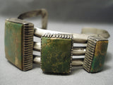 One Of The Best Vintage Native American Navajo Squared Green Turquoise Sterling Silver Bracelet-Nativo Arts
