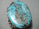 Nuttiest Huge Native American Blue Diamond Turquoise Sterling Silver Braqcelet-Nativo Arts