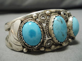 Impressive Don Smith Vintage Native American Navajo Sky Blue Turquoise Sterling Silver Bracelet-Nativo Arts