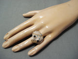 Whimsical Frog Navajo Shell Sterling Silver Ring Native American-Nativo Arts