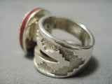Important Inlay Master Native American Navajo Turquoise Coral Sterling Silver Ring-Nativo Arts