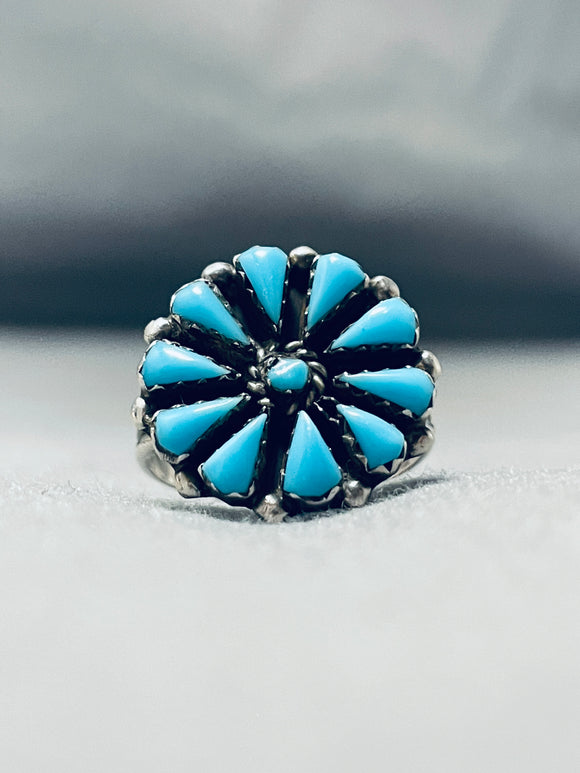 Adorable Vintage Native American Zuni Sleeping Beauty Turquoise Sterling Silver Ring-Nativo Arts