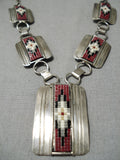 Rare Vintage Navajo Beaded Rug Sterling Silver Native American Necklace Old-Nativo Arts