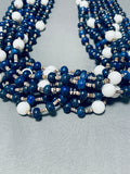 Native American Important Rye Whitegoat Lapis Freshwater Pearl Heishi Necklace-Nativo Arts
