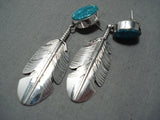 Remarkable Navajo Kingman Turquoise Sterling Silver Earrings Native American-Nativo Arts