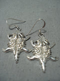 Ann Miller Navajo Sterling Silver Horny Toad Earrings Native American-Nativo Arts