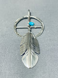 Authentic Vintage Native American Navajo Ben Begaye Turquoise (d) Sterling Silver Pendant-Nativo Arts