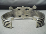 For Large Wrist Heavy Vintage Native American Navajo Green Turquoise Sterling Silver Bracelet-Nativo Arts