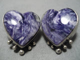 Best Vintage Navajo Charoite Sterling Silver Native American Earrings-Nativo Arts