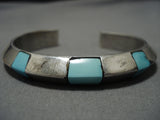Impressive Vintage Native American Navajo Turquoise Sterling Silver Bracelet Cuff-Nativo Arts