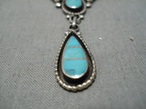 Amazing Vintage Native American Zuni Blue Gem Turquoise Sterling Silver Earrings Necklace-Nativo Arts