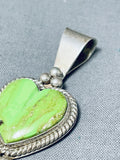 Charming Vintage Native American Navajo Gaspeite Sterling Silver Heart Pendant-Nativo Arts