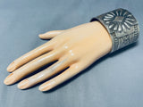 Concho Shield 137 Grams Vintage Native American Navajo Sterling Silver Bracelet Cuff-Nativo Arts