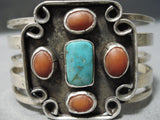 Superior Vintage Native American Navajo Sterling Silver Cross Turquoise Bracelet Old-Nativo Arts