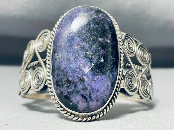 Heavy Huge Southwestern Charoite Sterling Silver Bracelet-Nativo Arts