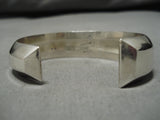 Thick And Sturdy Vintage Native American Navajo Turquoise Sterling Silver Inlay Bracelet-Nativo Arts
