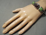 Thick Heavy Vintage Native American Navajo Gaspeite Sterling Silver Bracelet Cuff-Nativo Arts