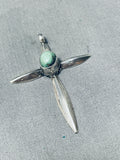 Impressive Vintage Native American Navajo Royston Turquoise Sterling Silver Cross Pendant-Nativo Arts