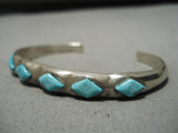 Rare Vintage Zuni Native American Blue Gem Turquoise Sterling Silver Bracelet-Nativo Arts
