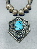 Choker Vintage Native American Navajo Godber Turquoise Sterling Silver Necklace-Nativo Arts