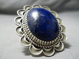 Stunning Vintage Navajo Lapis Sterling Silver Ring Native American-Nativo Arts