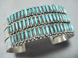 Important Vintage Native American Zuni Blue Gem Turquoise Petit Point Sterling Silver Bracelet-Nativo Arts