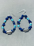 Marvelous Native American Navajo Lapis & Turquoise Sterling Silver Earrings-Nativo Arts
