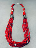 Native American Authentic Singer Chunky Coral Sterling Silver Necklace-Nativo Arts