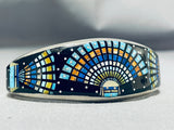 Most Intricate Signed Native American Navajo Turquoise Sterling Silver Inlay Bracelet-Nativo Arts