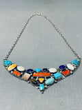 Rare Native American Navajo Sleeping Beauty Morenci Turquoise Lapis Sterling Silver Necklace-Nativo Arts
