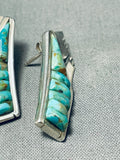 Important Charles Loloma Apprentice Vintage Native American Navajo Turquoise Sterling Earrings-Nativo Arts