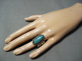 Native American Len Martza Vintage Zuni Spiderweb Turquoise Sterling Silver Ring Old-Nativo Arts