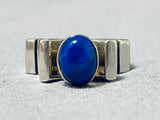 Ron Henry Vintage Native American Navajo Lapis Heavy 14k Gold Sterling Silver Ring-Nativo Arts