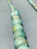 Very Rare Vintage Native American Navajo Rounded Turquoise Sterling Silver Necklace-Nativo Arts