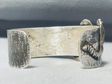 Hea Vy Snake Signed Native American Navajo #8 Turquoise Mine Sterling Silver Bracelet-Nativo Arts