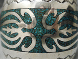Huge Vintage Native American Navajo Turquoise Wave Sterling Silver Bracelet Old Cuff-Nativo Arts