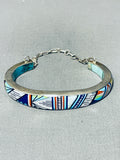 Internal Turquoise Inlay Vintage Southwestern Sterling Silver Bracelet-Nativo Arts