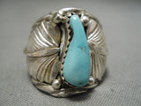 Striking Vintage Navajo Sky Blue Turquoise Sterling Silver Native American Ring-Nativo Arts