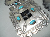 Heavy 600 Gram Vintage Native American Navajo Turquoise Sterling Silver Concho Belt Old-Nativo Arts