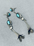 Superb Vintage Native American Navajo Blue Gem Turquoise Sterling Silver Earrings-Nativo Arts