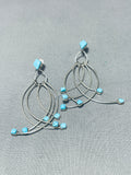 Swirling Lifes Joy Vintage Native American Navajo Turquoise Sterling Silver Earrings-Nativo Arts