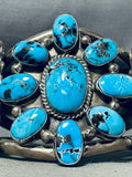 One Of The Best Ever Vintage Native American Navajo Cluster Turquoise Sterling Silver Bracelet-Nativo Arts