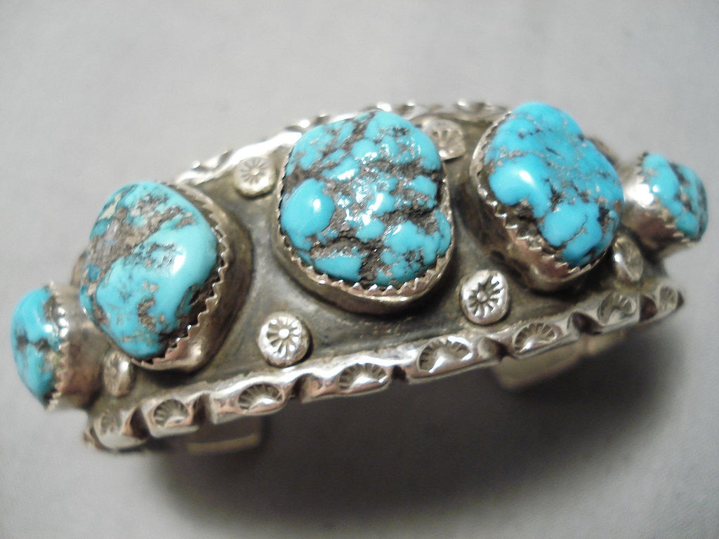 Tremendous Vintage Native American Navajo Nugget Turquoise Pierce